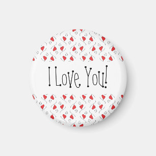 Red Love Hearts and Swirls I Love You Magnet