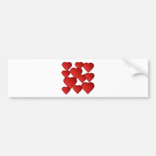 Red Love Hearts Bumper Sticker (Front)
