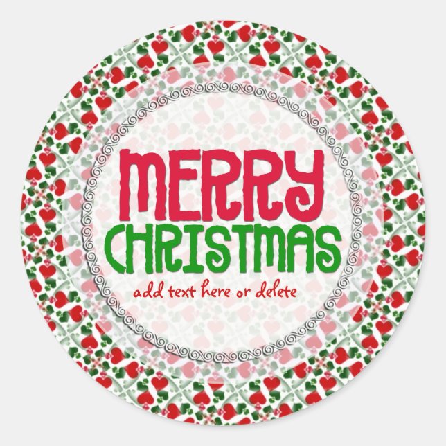 Red Love hearts Christmas Gift label Sticker (Front)