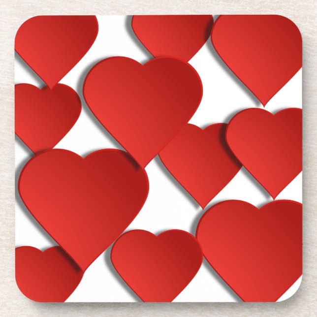 Red Love Hearts Coaster (Front)