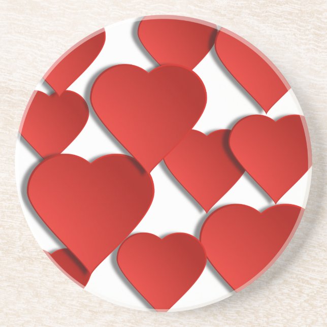 Red Love Hearts Coaster (Front)