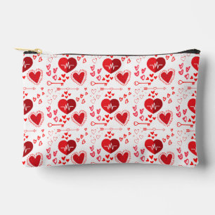 Red love hearts cute accessory pouch