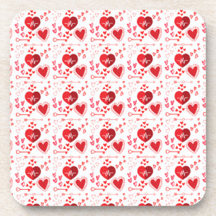 Red love hearts cute     coaster
