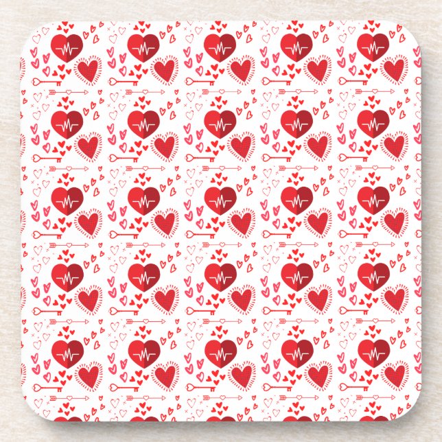 Red love hearts cute     coaster (Front)