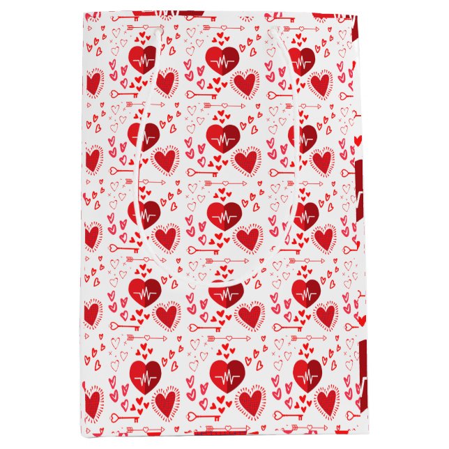 Red love hearts cute  medium gift bag (Front)