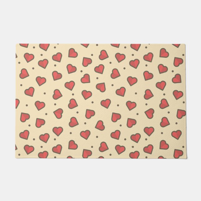 Red Love Hearts Doormat (Front)