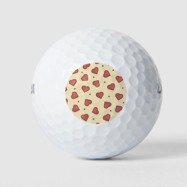 Red Love Hearts Golf Balls (Front)