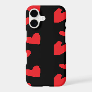 Red love hearts on black