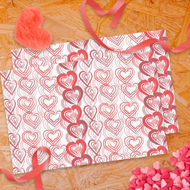 Red Love Hearts On White Valentine's Day Tissue Paper (Creator Uploaded)
