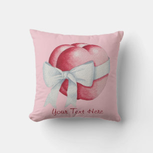 red love hearts tied with a white bow cushion