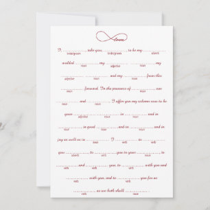 Red Love Infinity Wedding Libs Game