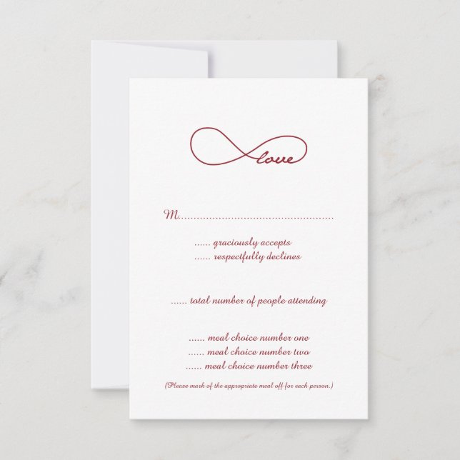 Red Love Infinity Wedding RSVP Cards (Front)