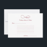 Red Love Infinity Wedding Wishes & Advice Cards<br><div class="desc">Simple,  elegant and classic Red Love Infinity Wedding Wishes & Advice Cards.  Great for weddings,  bridal showers,  wedding rehearsal dinners and wedding anniversaries.  Customise the text to fit your party celebration needs.</div>