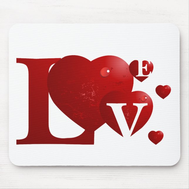 Red LOVE Mouse Pad (Front)
