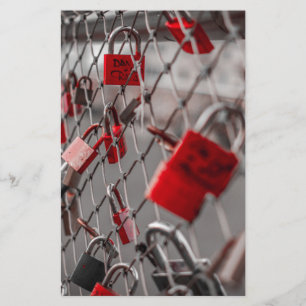 Red Love Padlocks Stationery