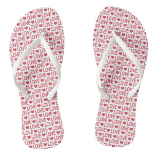 Red Love Pattern Flip Flops