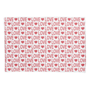 Red Love Pattern Pillow Case