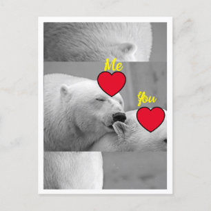 Red Love Polar Bear Postcard