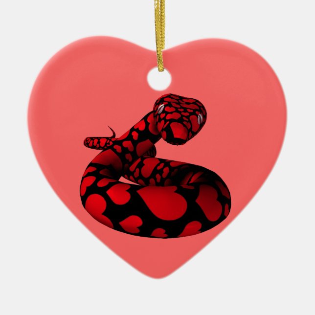 Red Love Snake Ceramic Tree Decoration (Front)
