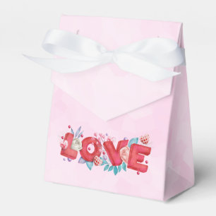Red Love Text in Bold Block Letters Watercolor Favour Box