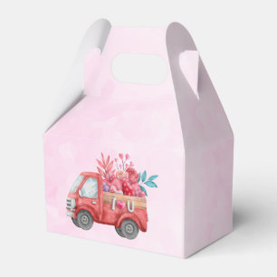 Red Love Text in Bold Block Letters Watercolor Favour Box