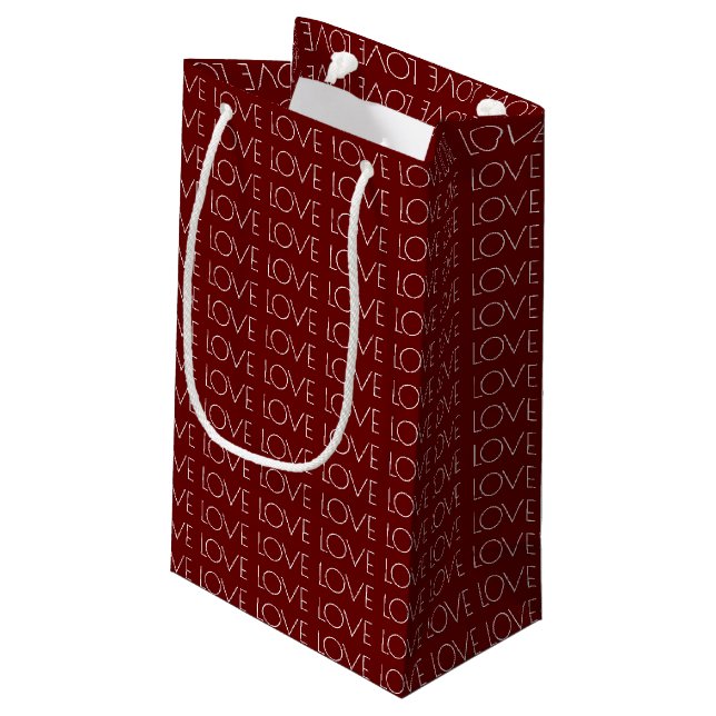 Red Love Typography Valentine's Day Small Gift Bag (Back Angled)