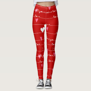 red love you leggings