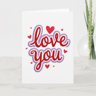 Red Love You Valentines Card