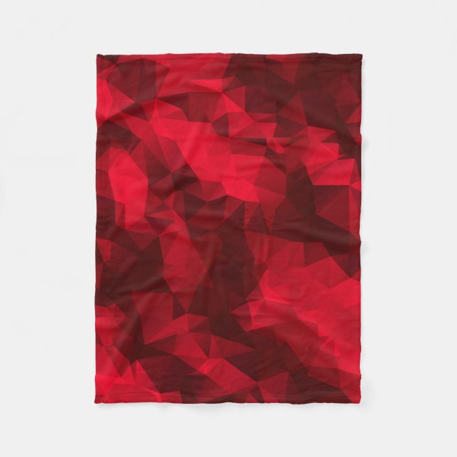 Red Low-Poly Triangles Fleece Blanket (Front)