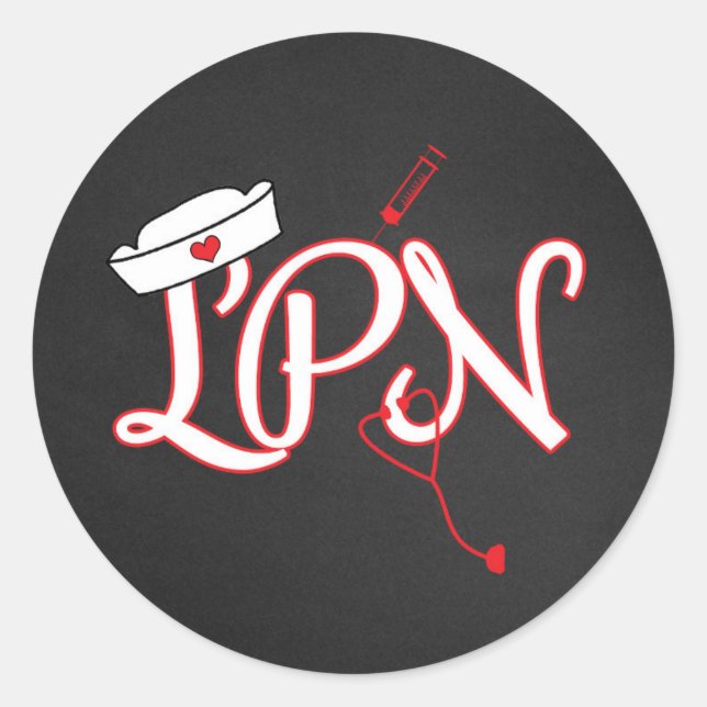 Red LPN nurse favour sticker / envelope seal (Front)