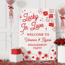 Red Lucky In Love Dice Engagement Party Welcome
