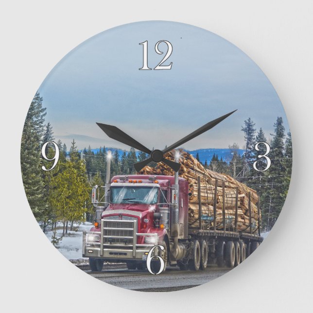 Red Lumber Truck Hardware Store Delivery Art Large Clock (Front)