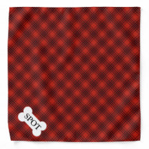 Red Lumberjack Plaid Custom Name Dog Bandanna