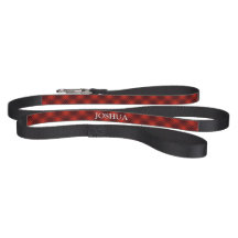 Red Lumberjack Plaid Custom Name Dog Leash