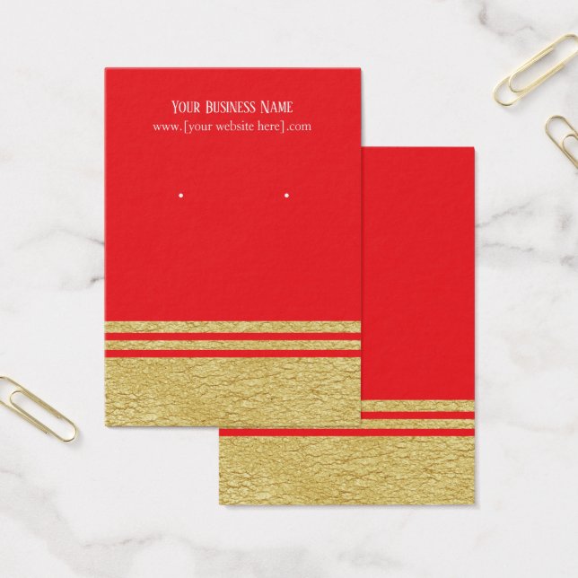 Red Luxe Faux Gold Earring Display Cards (Office)