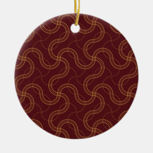 Red Luxurious Wavy Stripes Pattern Ceramic Ornament