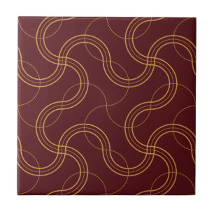 Red Luxurious Wavy Stripes Pattern Ceramic Tile