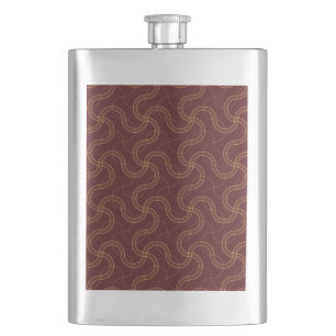Red Luxurious Wavy Stripes Pattern Hip Flask