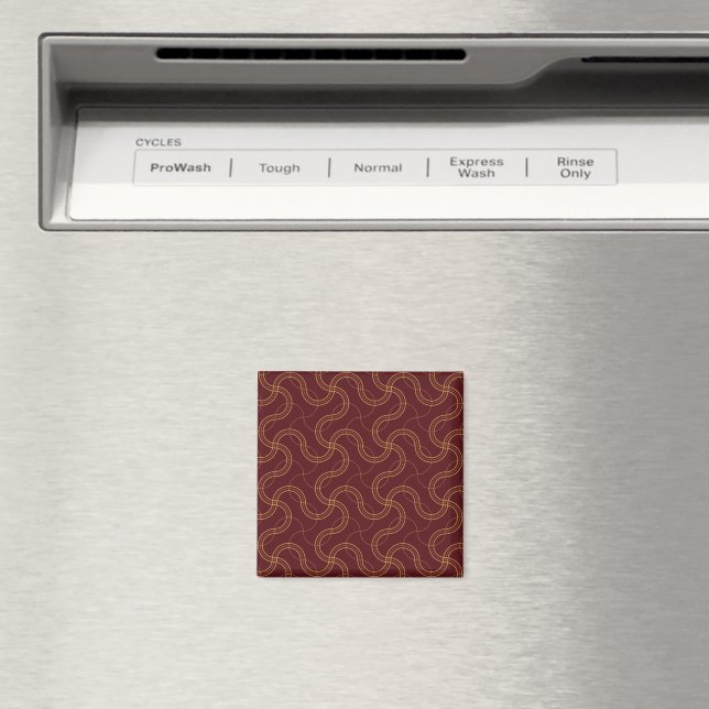 Red Luxurious Wavy Stripes Pattern Magnet (In Situ (Dishwasher))