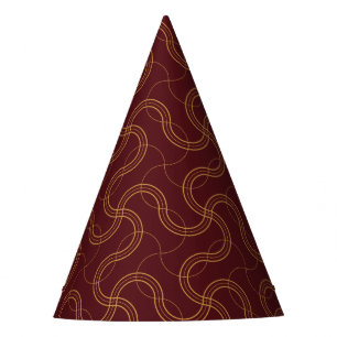 Red Luxurious Wavy Stripes Pattern Party Hat