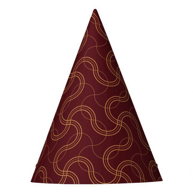Red Luxurious Wavy Stripes Pattern Party Hat (Front)
