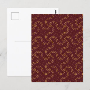 Red Luxurious Wavy Stripes Pattern Postcard