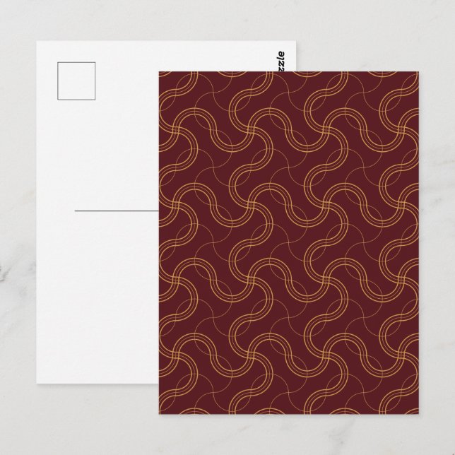 Red Luxurious Wavy Stripes Pattern Postcard (Front/Back)