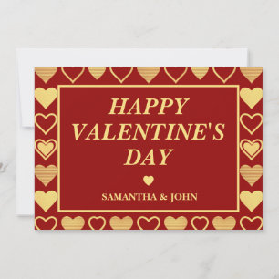 Red Luxury Antique Gold Hearts Valentine’s Holiday Card