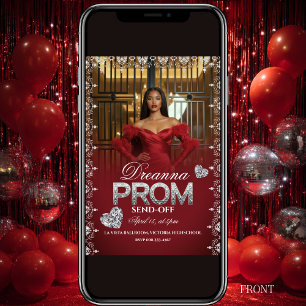 Red Luxury Elegant Prom Send-Off Invitation