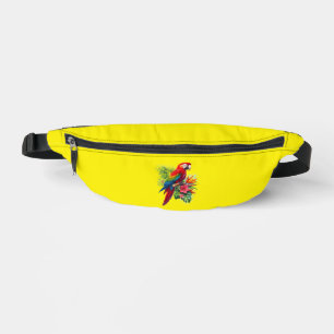 Red macaw tropical floral bum bags