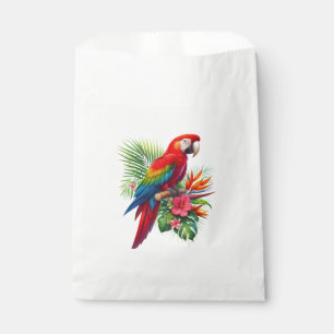 Red macaw tropical floral favour bag
