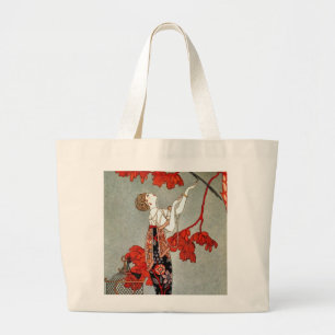 Red Madame Art Deco Design Large Tote Bag