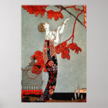 Red Madame Art Deco Design Poster<br><div class="desc">This is a beautiful illustration from the Art Deco period. I love the vivid red pops of color,  as well as the couture of the dress,  with the ropes of necklaces. Definitely a tribute to the decadence of the time!</div>