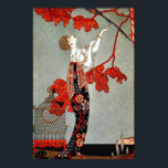 Red Madame Art Deco Design Poster<br><div class="desc">This is a beautiful illustration from the Art Deco period. I love the vivid red pops of color,  as well as the couture of the dress,  with the ropes of necklaces. Definitely a tribute to the decadence of the time!</div>